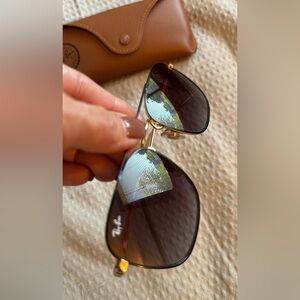 Ray Ban Sunglasses (New) -with gold rims, etc.See photos for more details